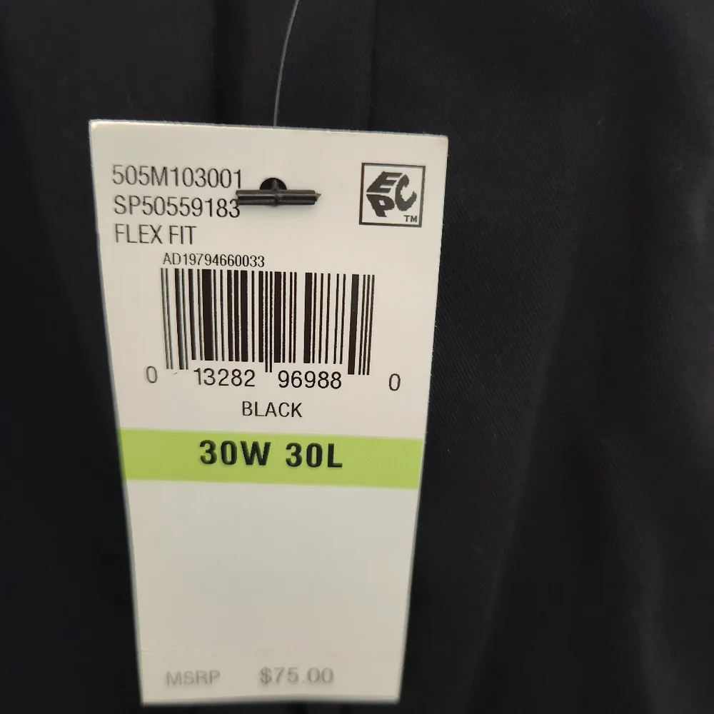 Van Heusen Flex Fit Non-Iron Straight Fit Black Pants 30x30 NWT